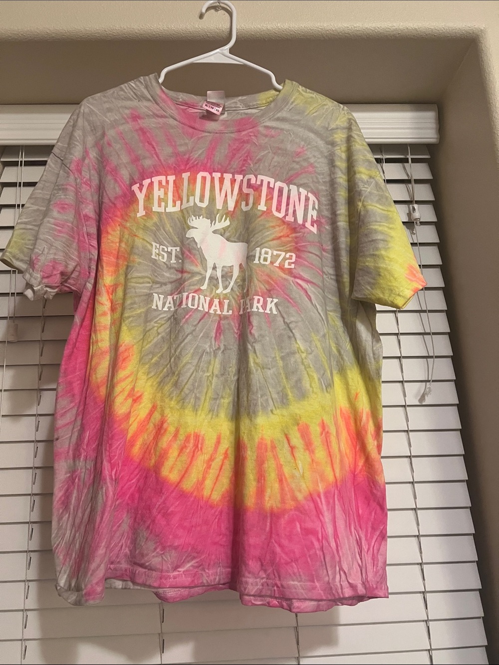 Yellowstone Tie-Dye Short Sleeve Tee - Pink, Yellow & Gray